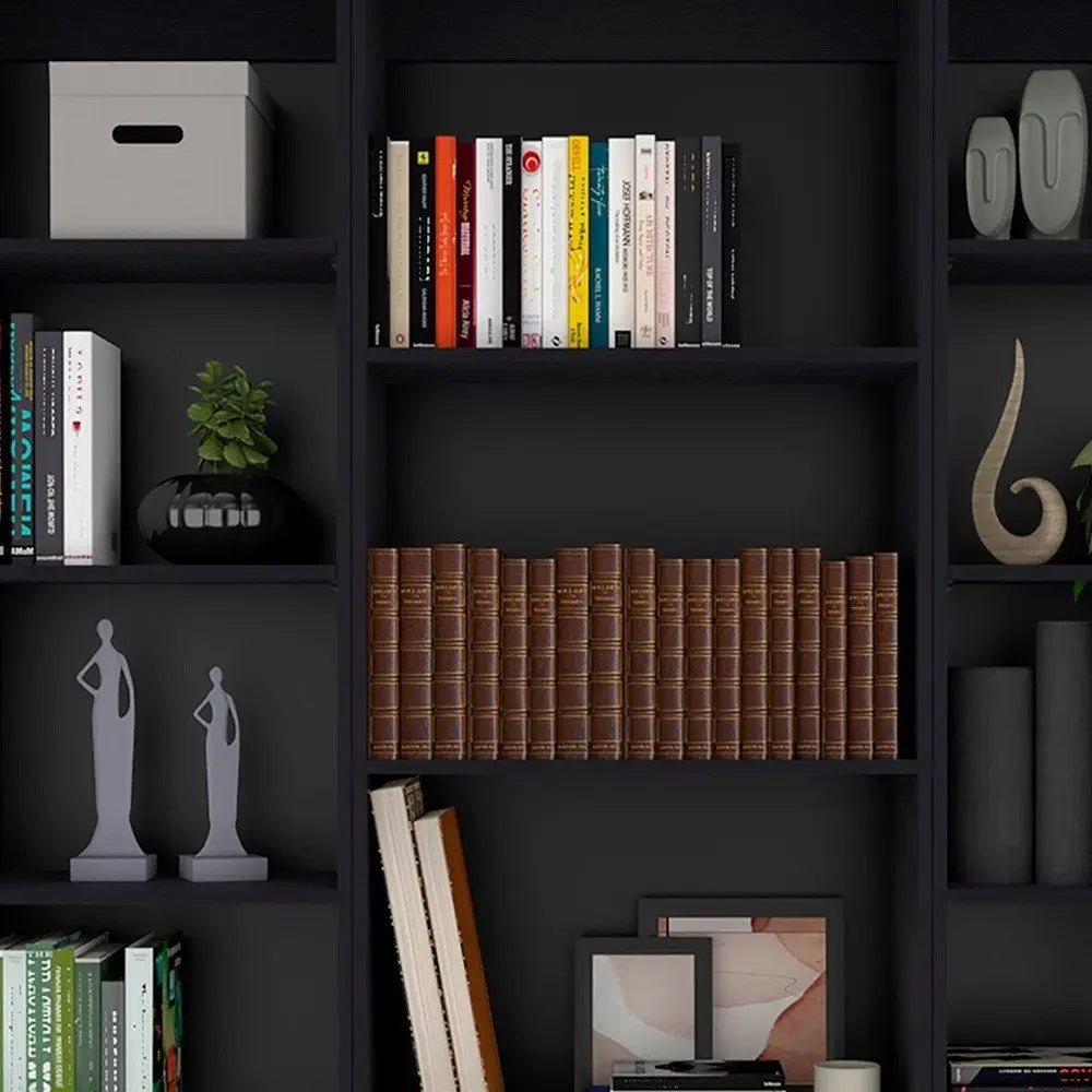 71" Black Four Tier Bookcase - NOBLE HOME INTERIORS