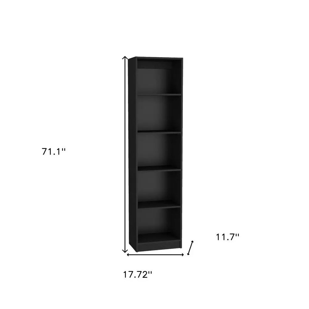 71" Black Four Tier Bookcase - NOBLE HOME INTERIORS