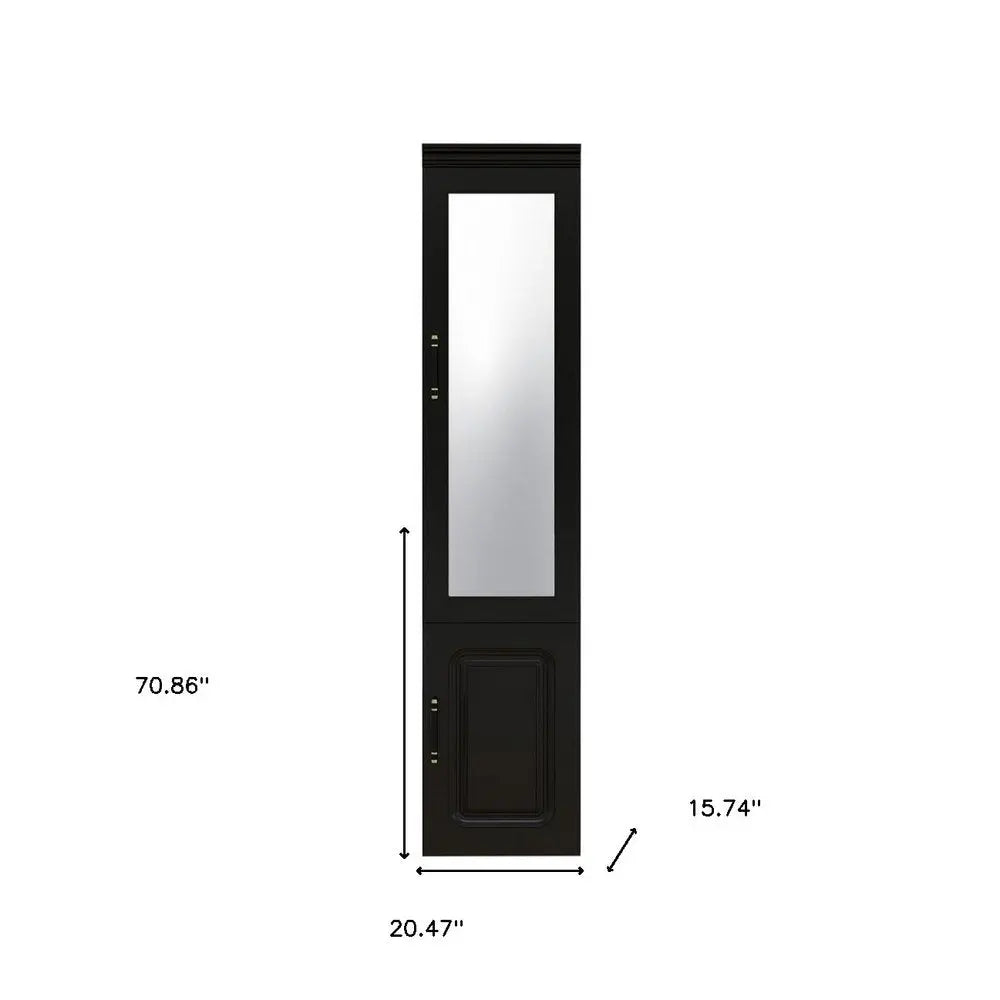 71" Black Wood Mirrored Two Door Combo Dresser - NOBLE HOME INTERIORS