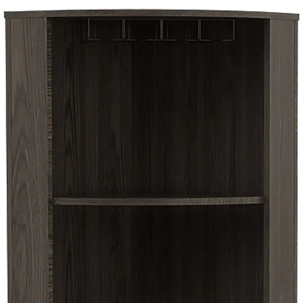 71" Dark Brown Wood Corner Bar Cabinet With Two Doors - NOVA HOME FURNITURE