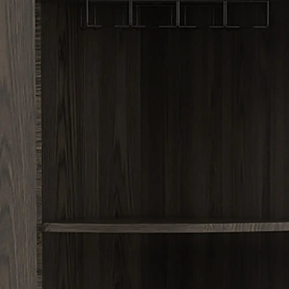 71" Dark Brown Wood Corner Bar Cabinet With Two Doors - NOVA HOME FURNITURE