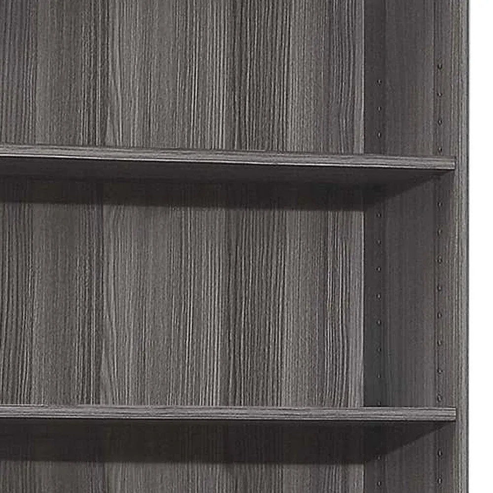 71" Gray Wood Adjustable Five Tier Bookcase - NOBLE HOME INTERIORS