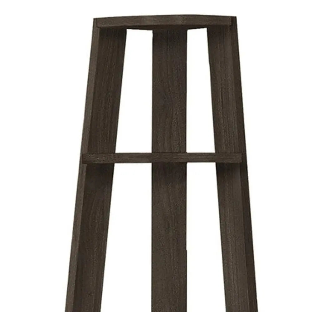 71" Oak Particle Board and Wood Five Tier Corner Bookcase - NOBLE HOME INTERIORS