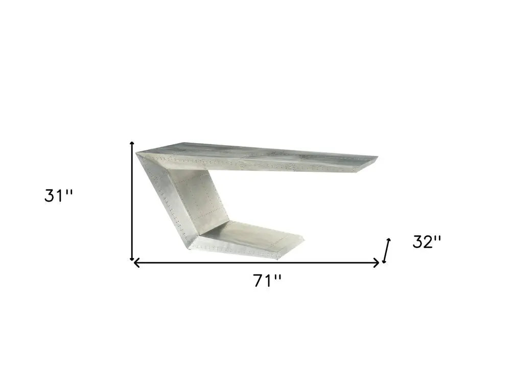 71" Silver Aluminum Writing Desk - NOBLE HOME INTERIORS