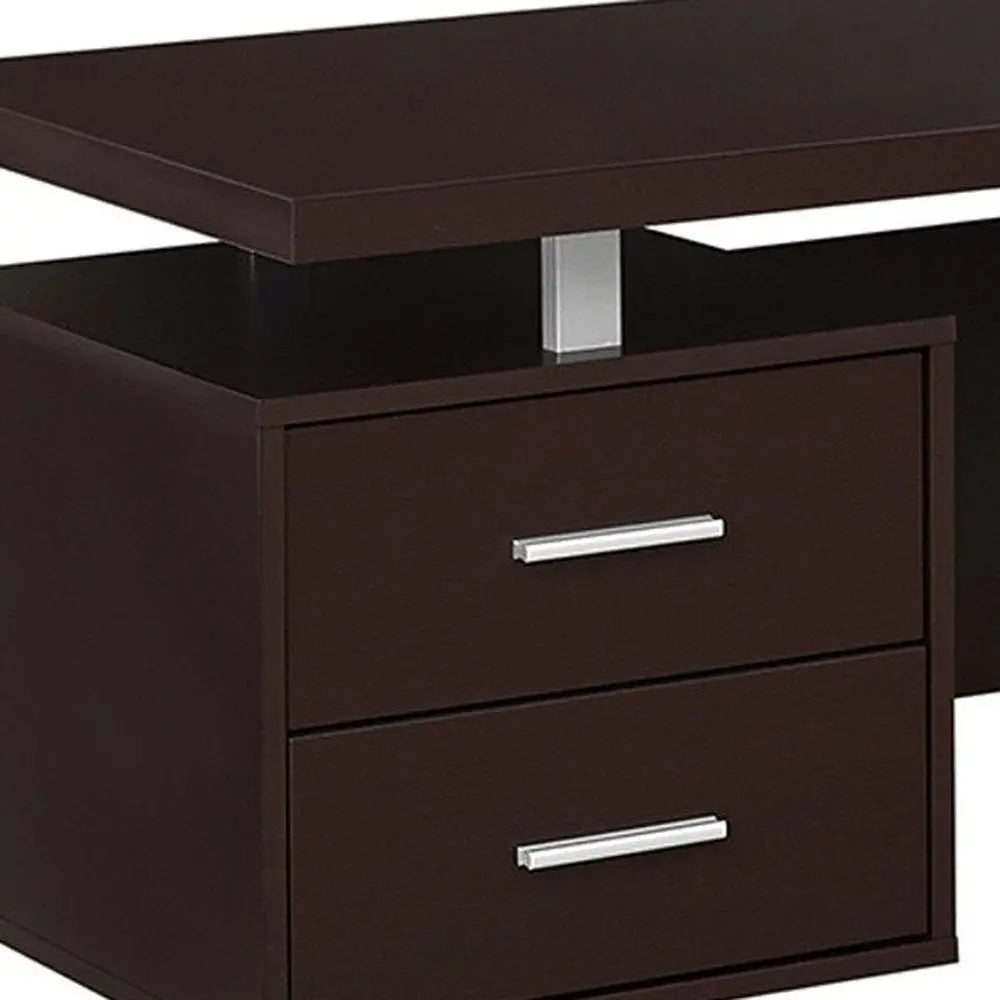 71" Taupe and Silver L Shape Computer Desk With Three Drawers - NOBLE HOME INTERIORS