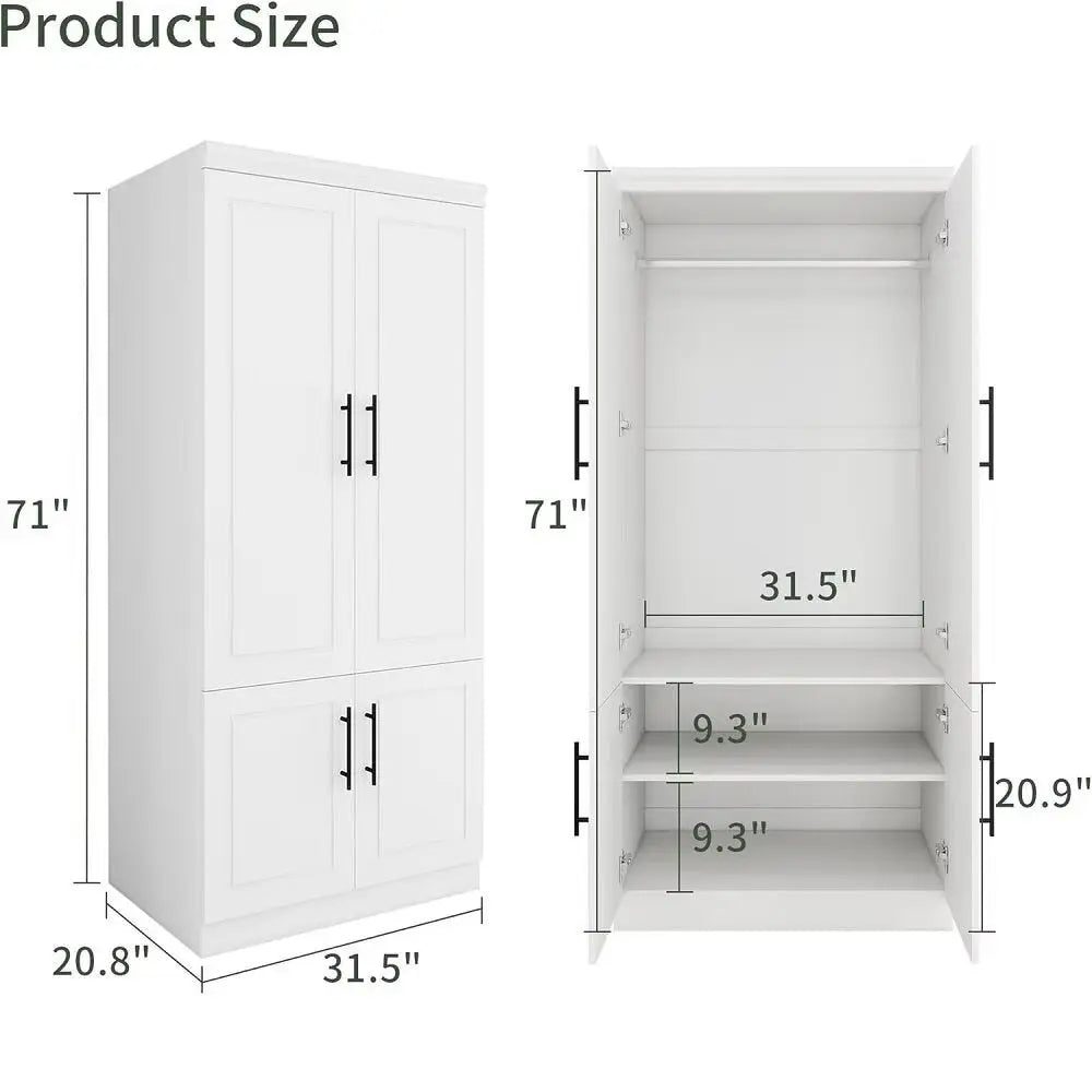 71" White Four Door Combo Dresser - NOBLE HOME INTERIORS