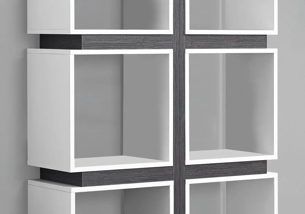 71" White Wood Eight Tier Cube Bookcase - NOBLE HOME INTERIORS