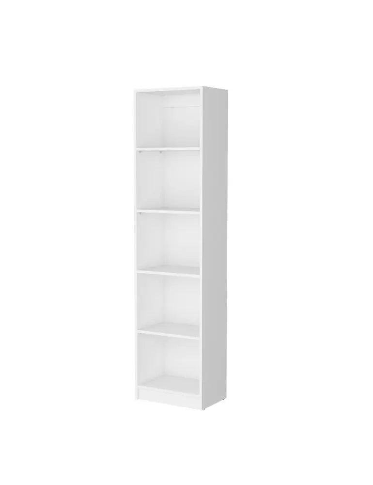 71" White Wood Five Tier Bookcase - NOBLE HOME INTERIORS