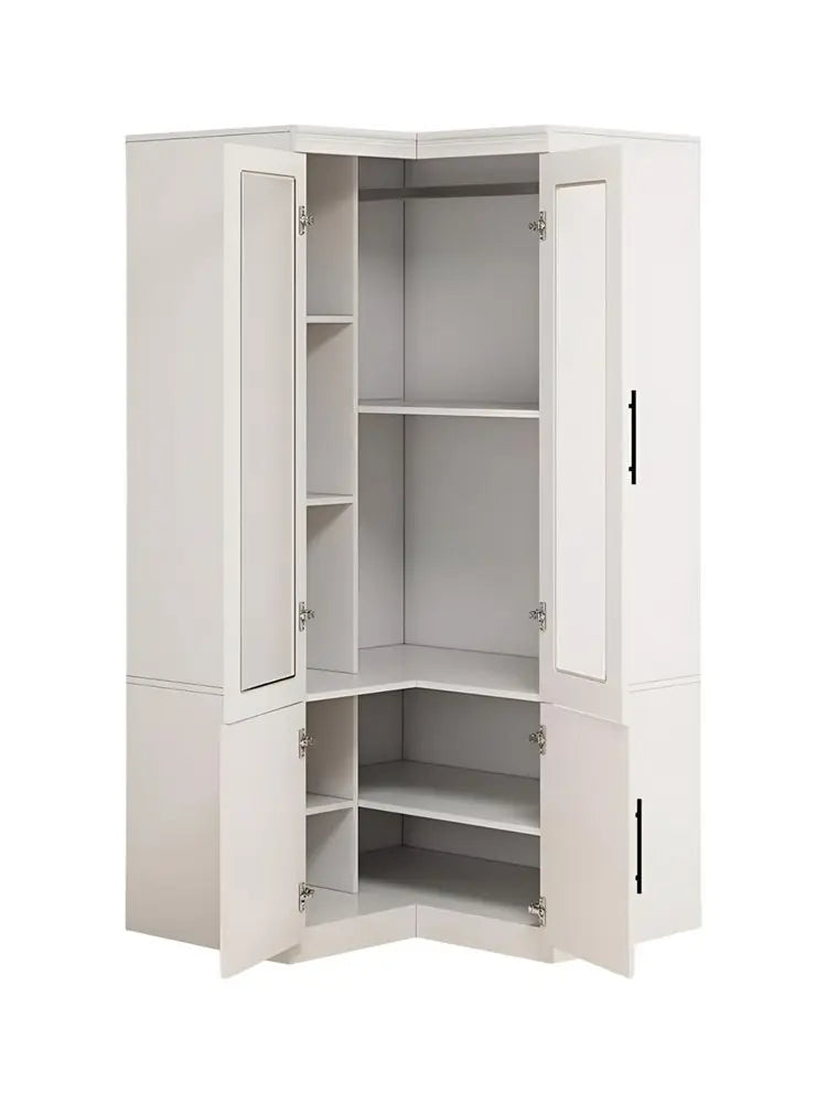 71" White Wood Four Door Corner Combo Dresser - NOBLE HOME INTERIORS