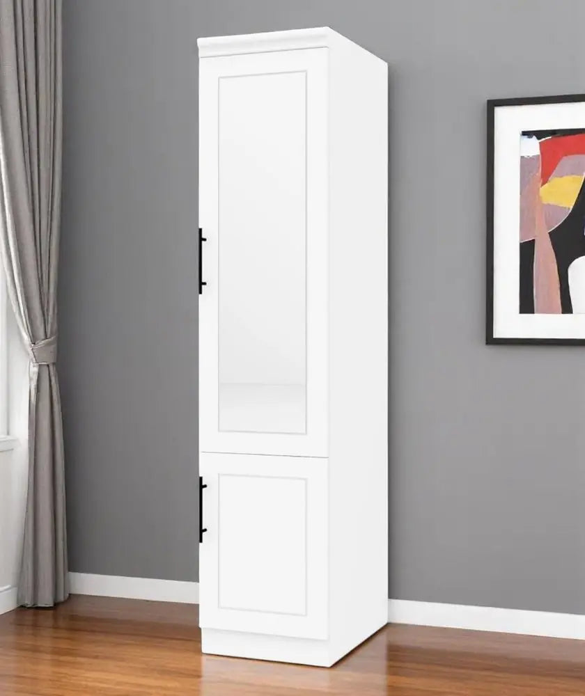 71" White Wood Mirrored Two Door Combo Dresser - NOBLE HOME INTERIORS