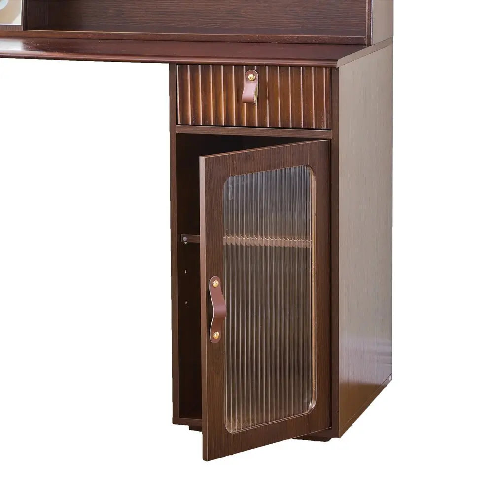 47" Brown Wood Lighted Single Drawer Dresser HomeRoots