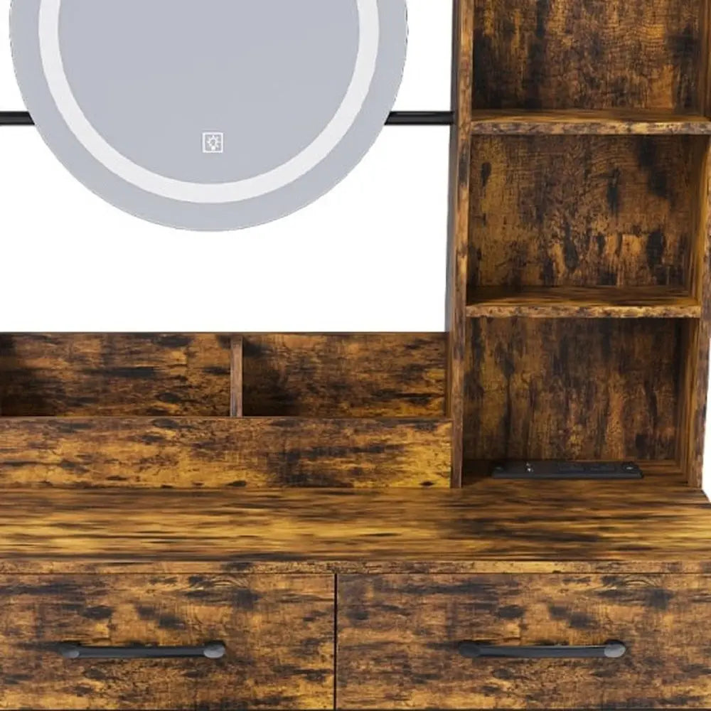 31" Brown Wood Lighted Two Drawer Dresser HomeRoots