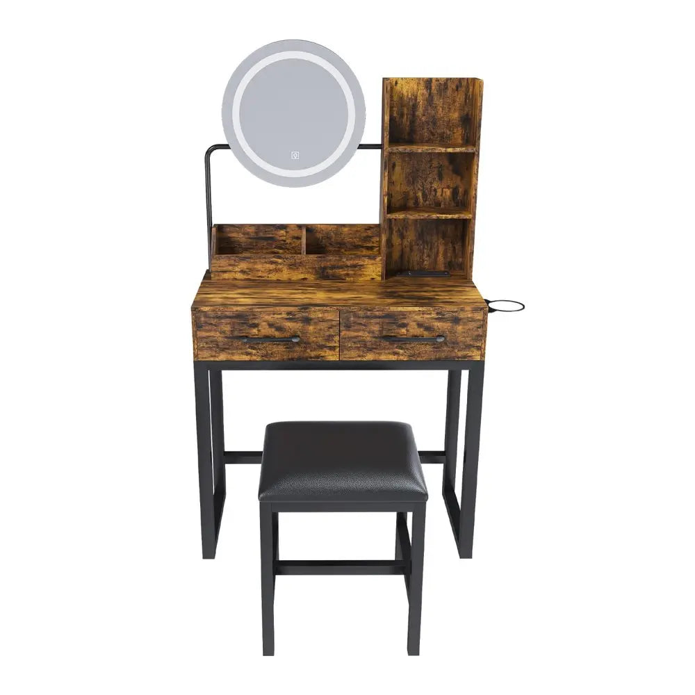 31" Brown Wood Lighted Two Drawer Dresser HomeRoots