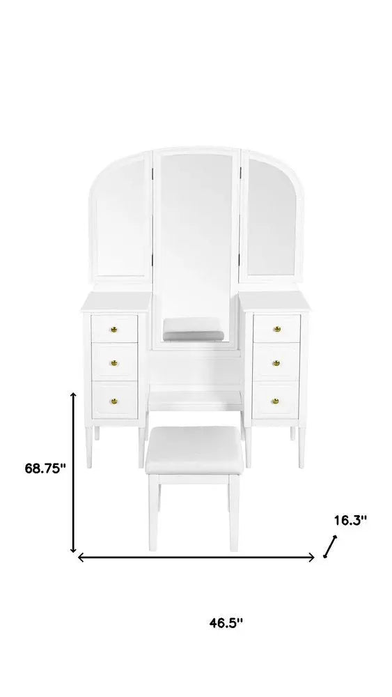 47" White Wood Six Drawer Dresser HomeRoots