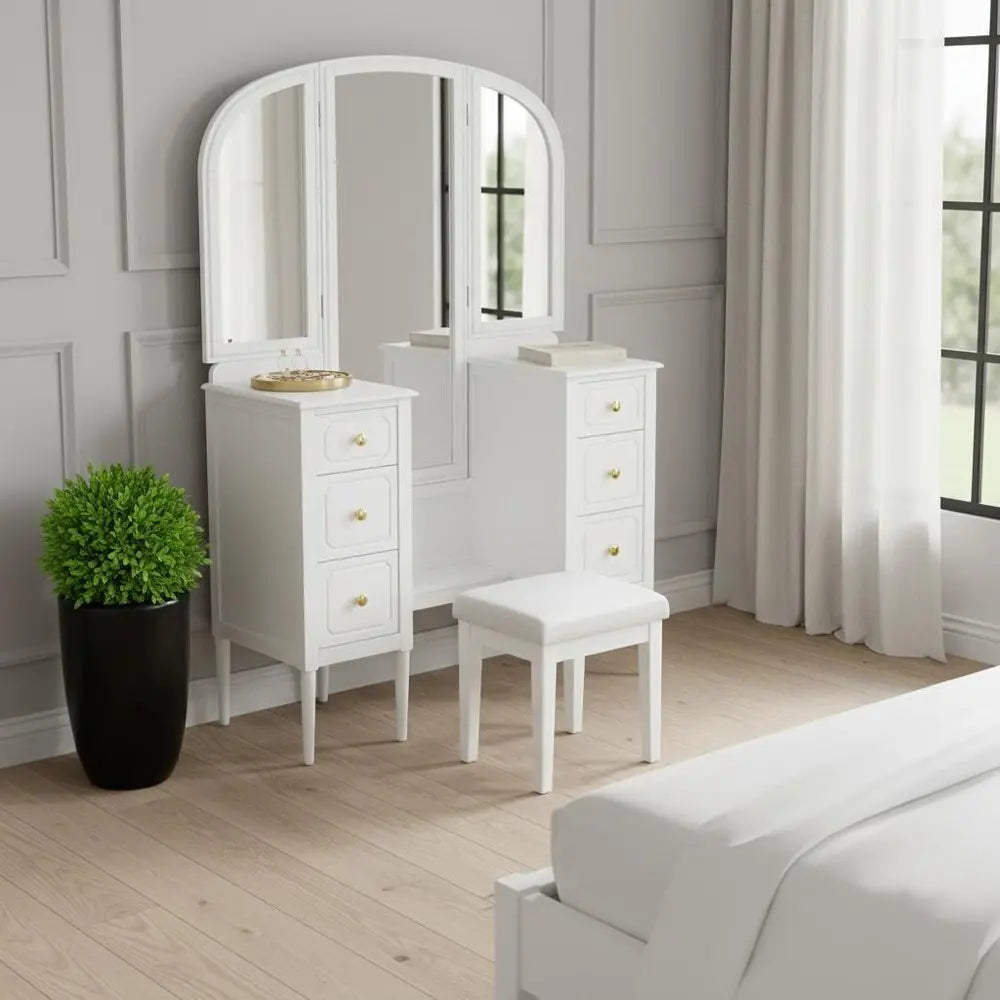 47" White Wood Six Drawer Dresser HomeRoots