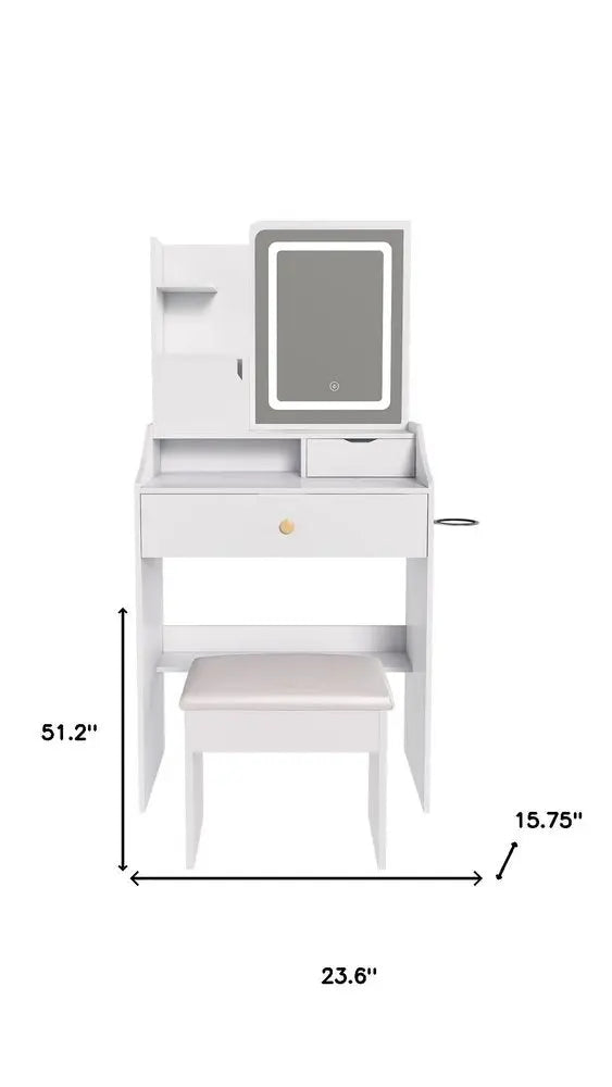 24" White Wood Lighted Two Drawer Dresser HomeRoots