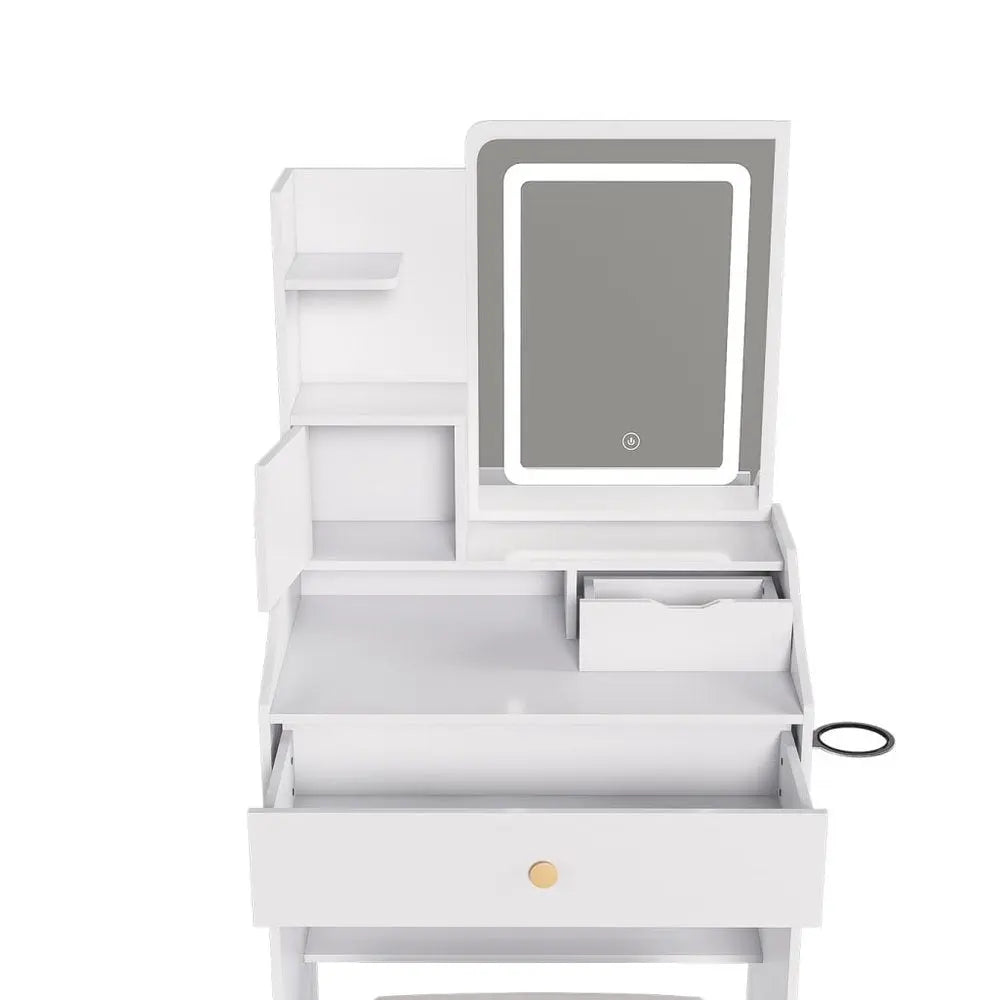 43" White Wood Lighted Two Drawer Dresser HomeRoots