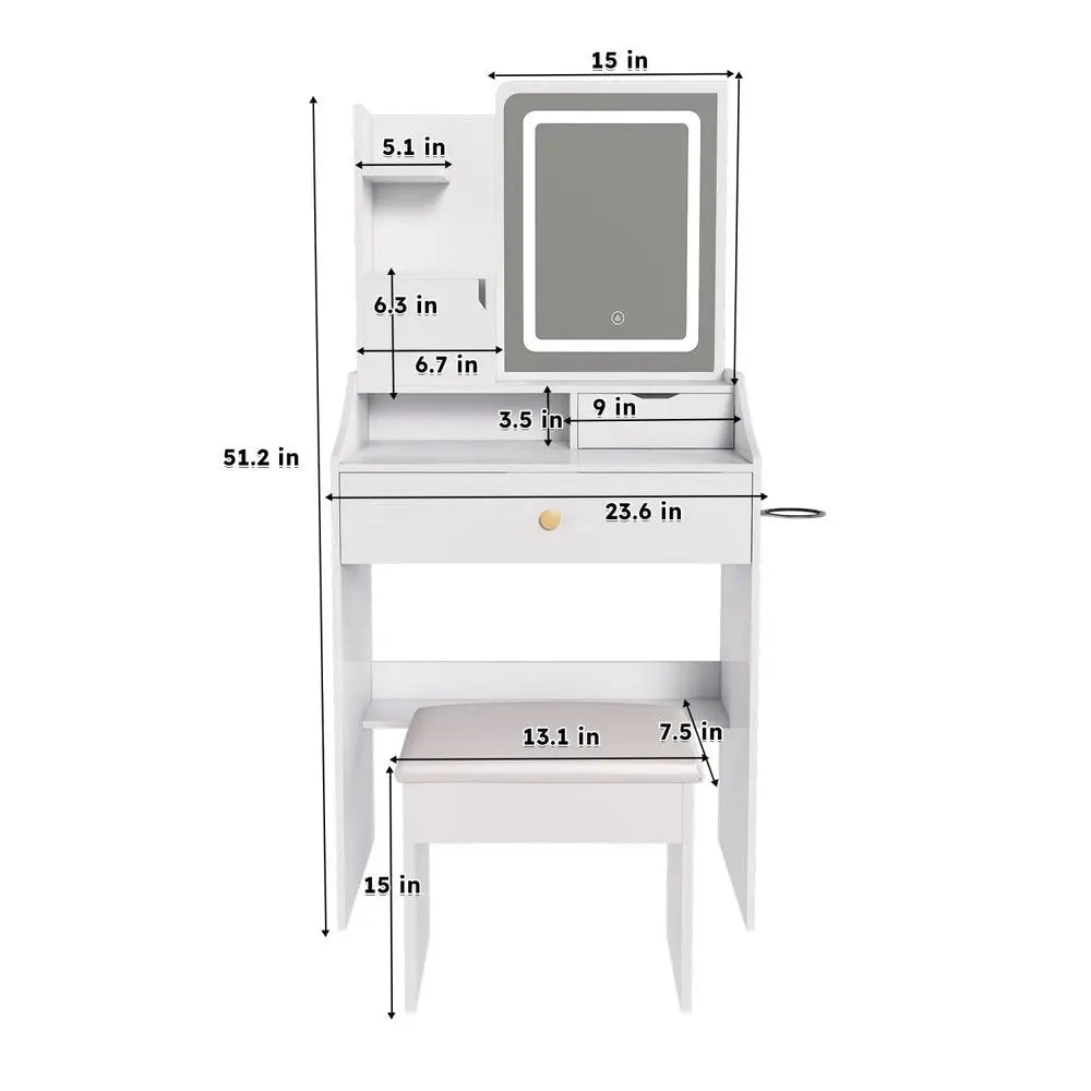 43" White Wood Lighted Two Drawer Dresser HomeRoots