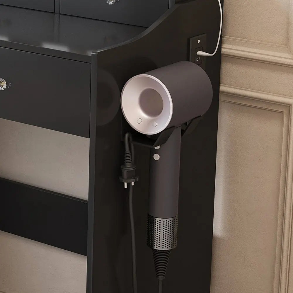 30" Black Wood Lighted Five Drawer Dresser HomeRoots