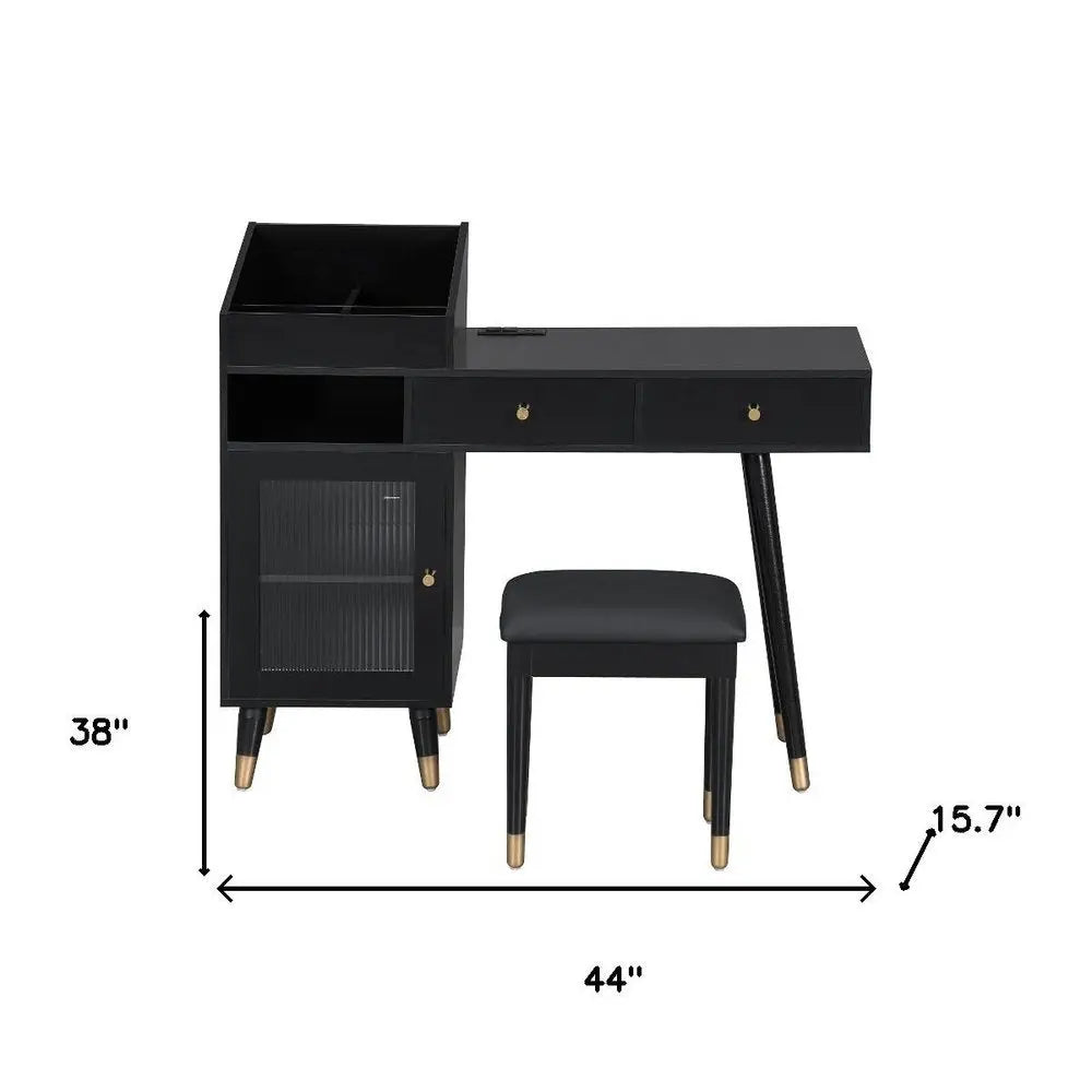 44" Black Wood Two Drawer Dresser HomeRoots