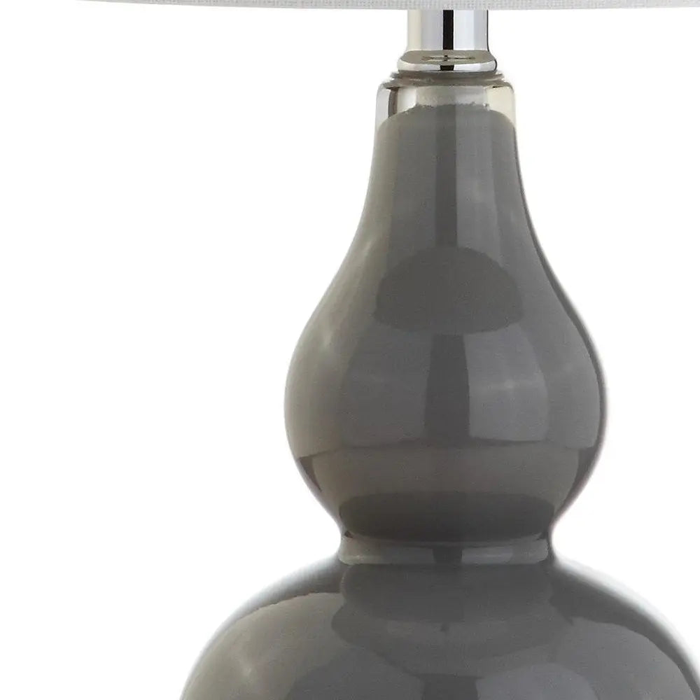 21" Silver Gourd Desk Lamp LED With Drum Shade HomeRoots