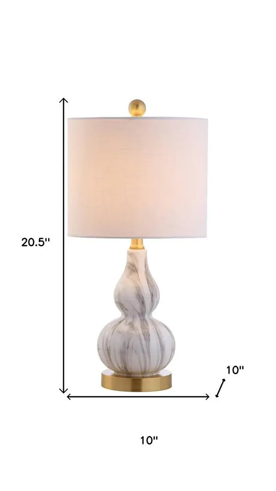 21" Gold Gourd Desk Lamp LED With Drum Shade HomeRoots