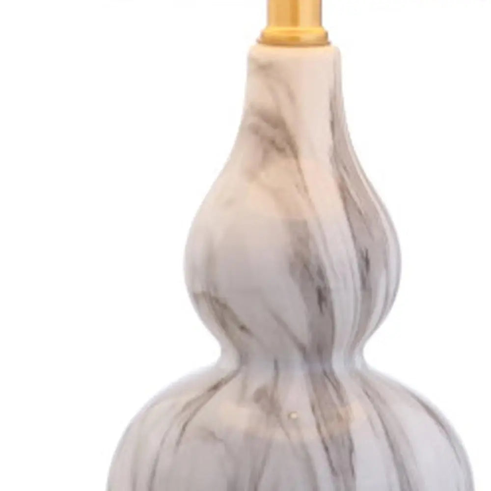 Set of Two 21" Gold Gourd Desk Lamps LED With Drum Shades HomeRoots