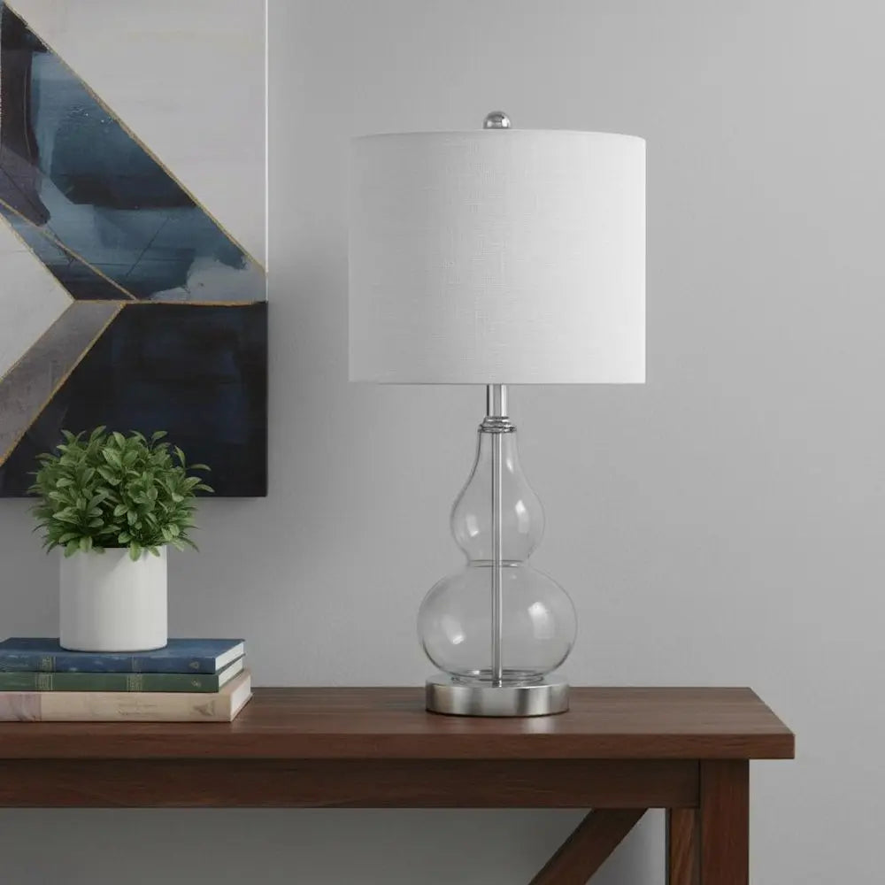 21" Silver Gourd Desk Lamp LED With Drum Shade HomeRoots