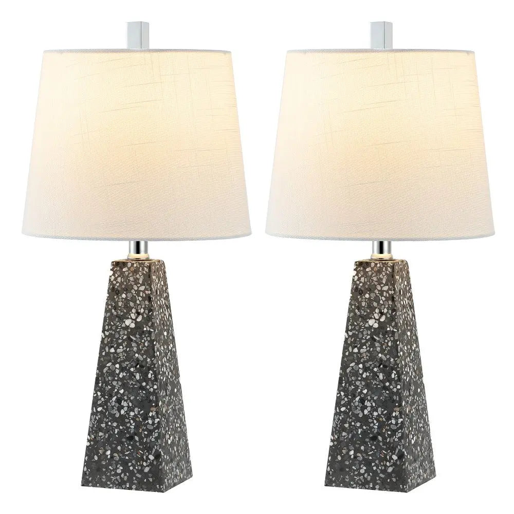 Set of Two 21" Gray Novelty Table Lamps LED With Empire Shades HomeRoots