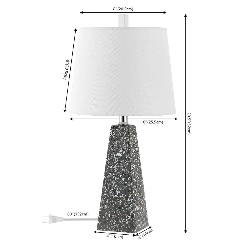Set of Two 21" Gray Novelty Table Lamps LED With Empire Shades HomeRoots