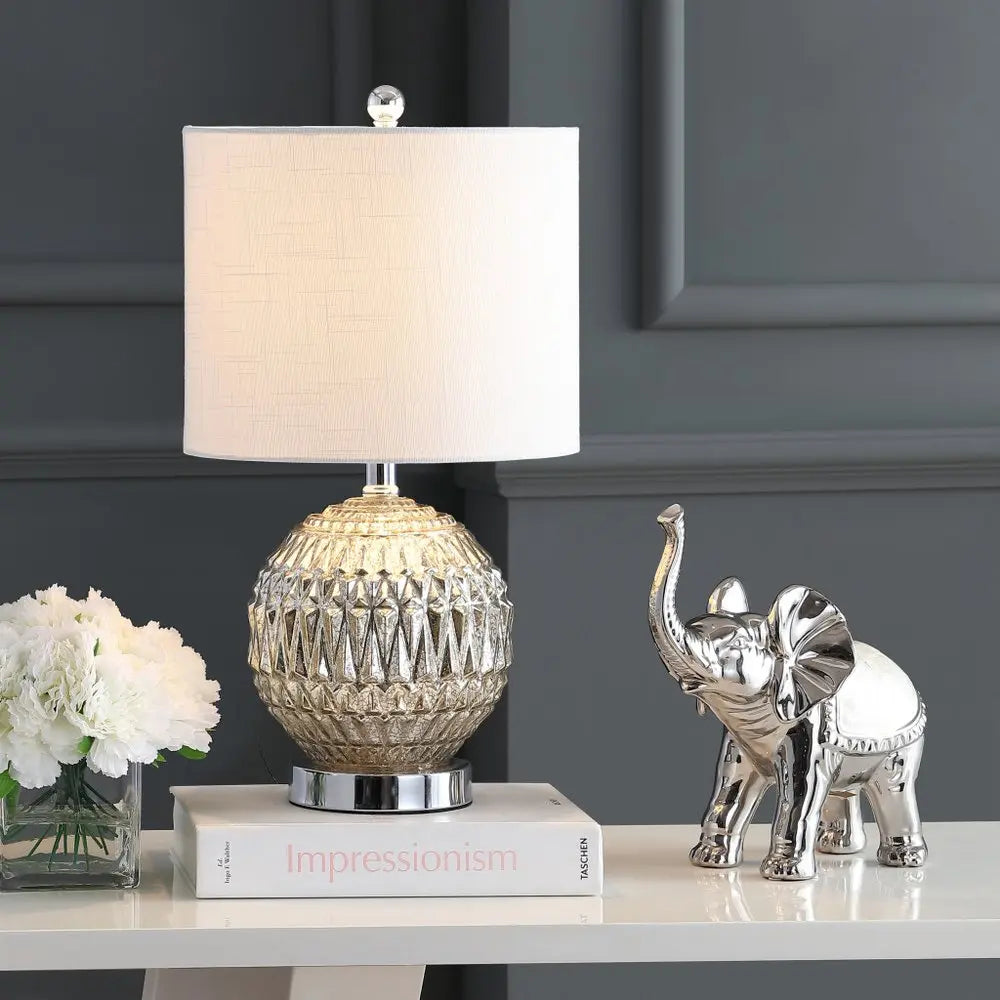 21" Silver Novelty Table Lamp LED With Globe Shade HomeRoots
