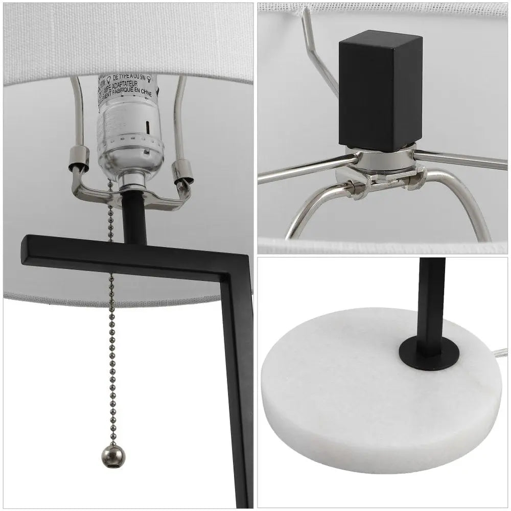 25" White Novelty Table Lamp LED With Drum Shade HomeRoots