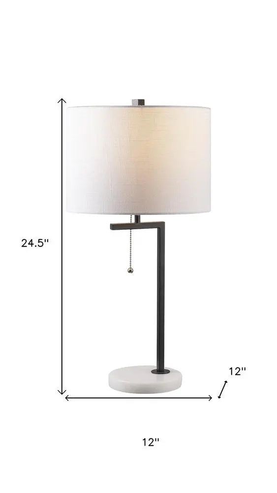 25" White Novelty Table Lamp LED With Drum Shade HomeRoots
