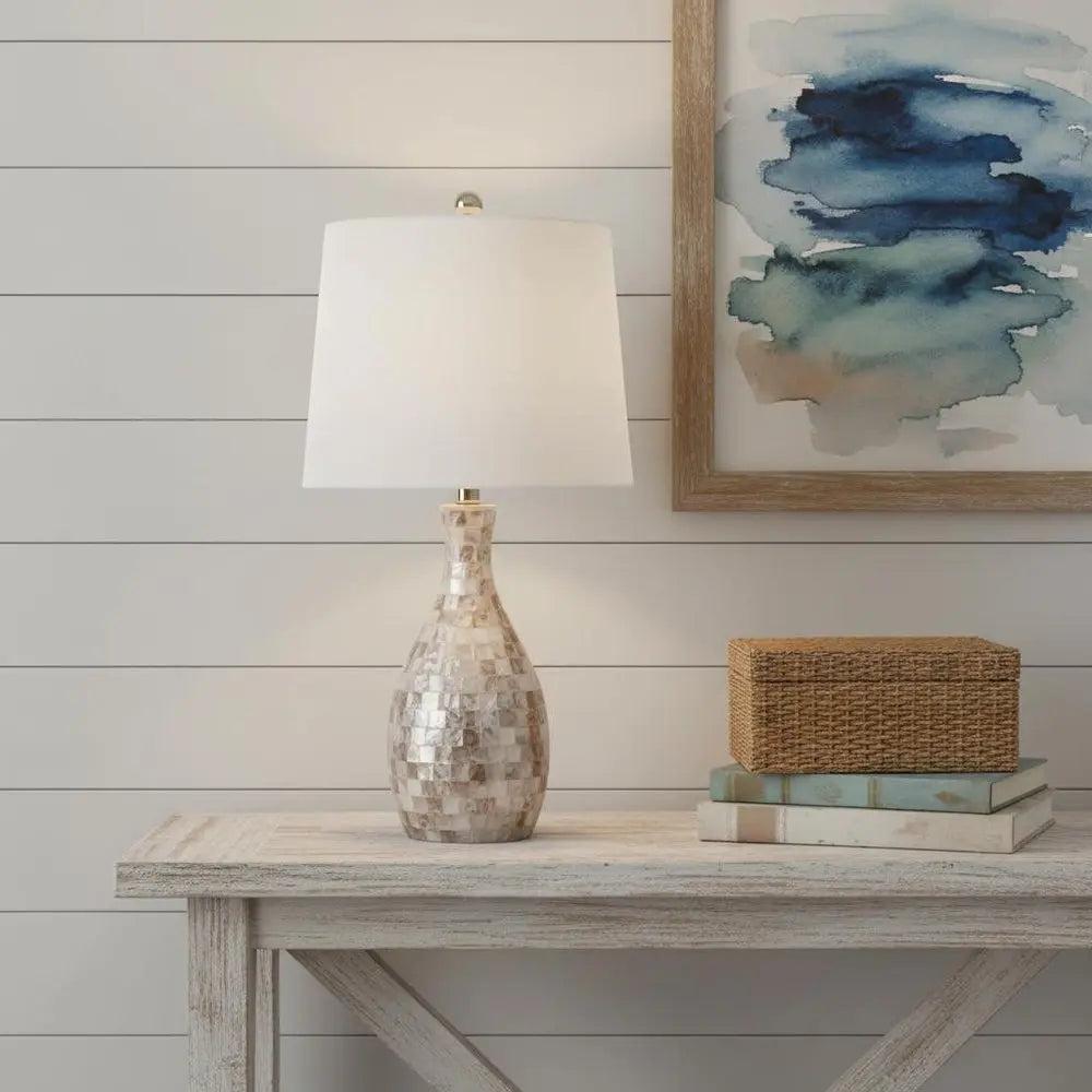 27" Clear Novelty Table Lamp LED With Drum Shade HomeRoots