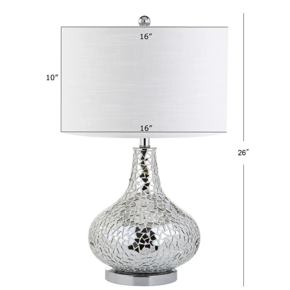 26" Silver Novelty Table Lamp LED With Drum Shade HomeRoots