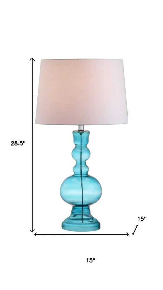 Set of Two 29" Blue Novelty Table Lamps LED With Drum Shades HomeRoots