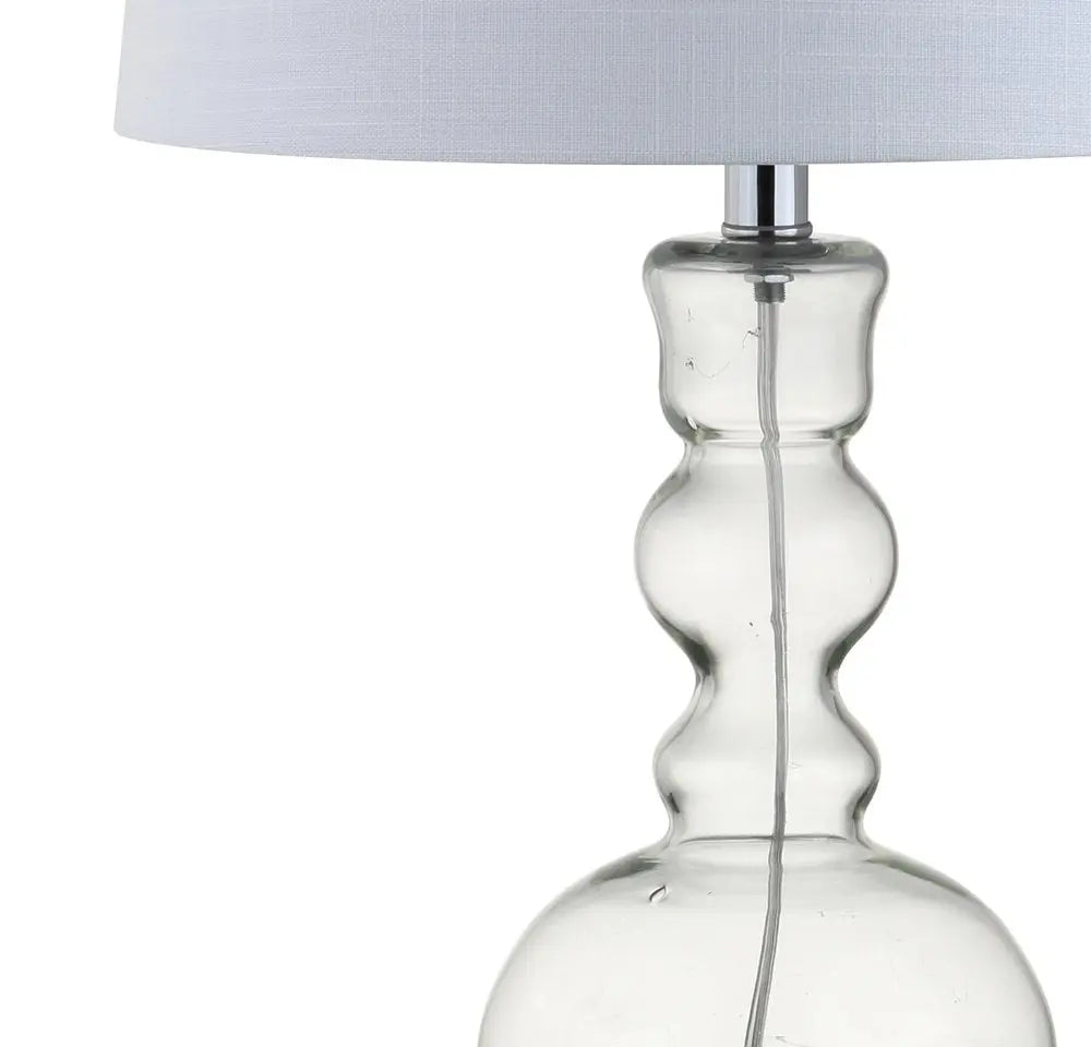 Set of Two 29" Clear Novelty Table Lamps LED With Drum Shades HomeRoots