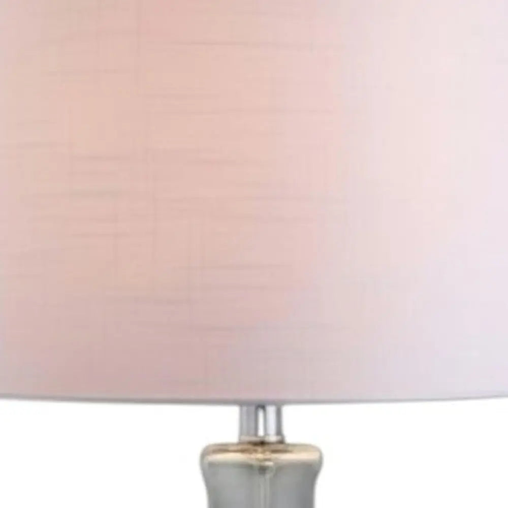 Set of Two 29" Clear Novelty Table Lamps LED With Drum Shades HomeRoots