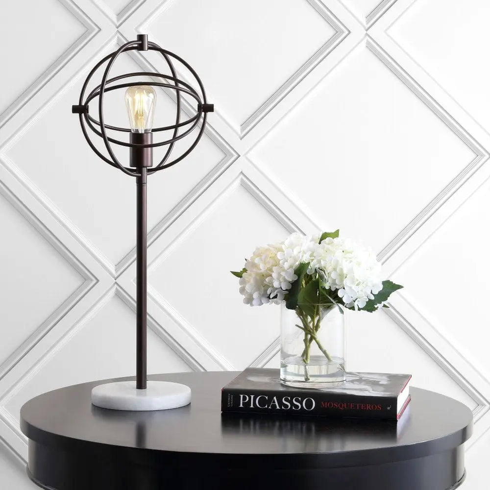 27" White Novelty Table Lamp LED With Globe Shade HomeRoots