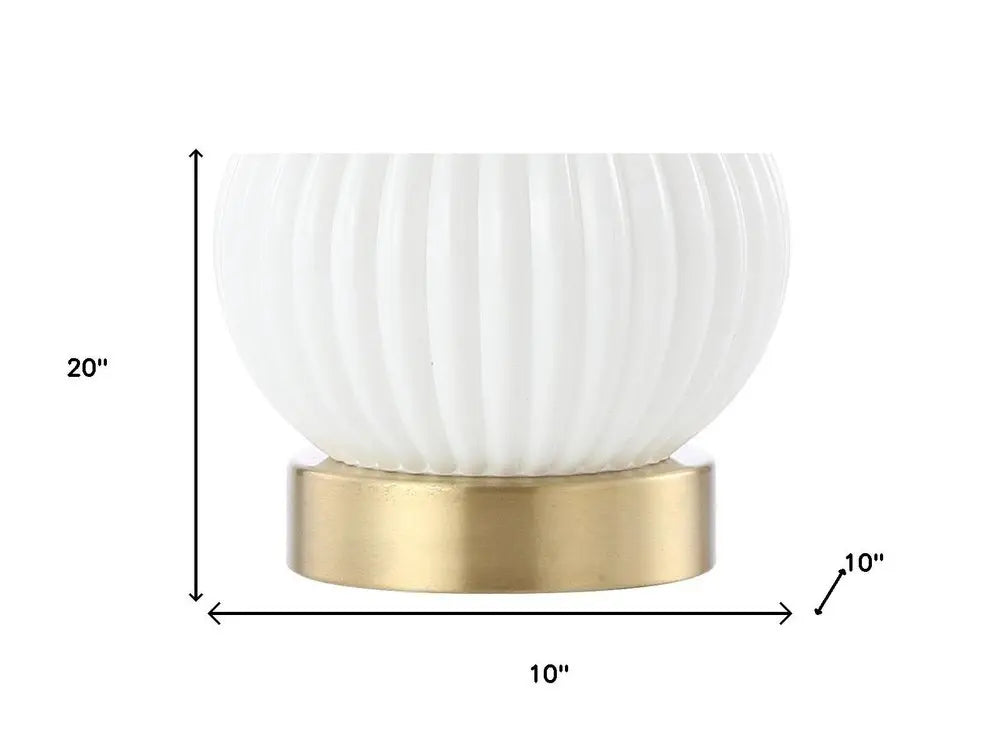 20" Gold Gourd Table Lamp LED With Drum Shade HomeRoots