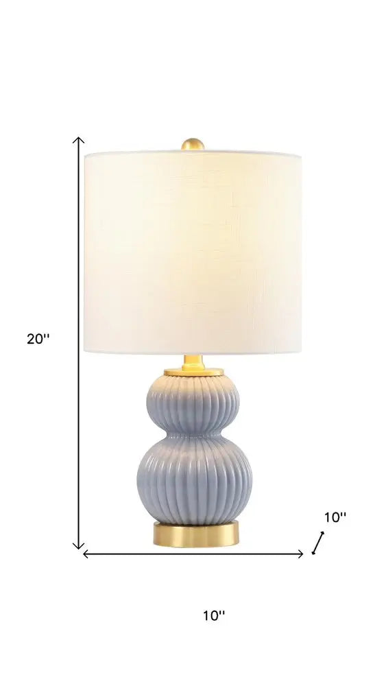 20" Gold Gourd Table Lamp LED With Drum Shade HomeRoots