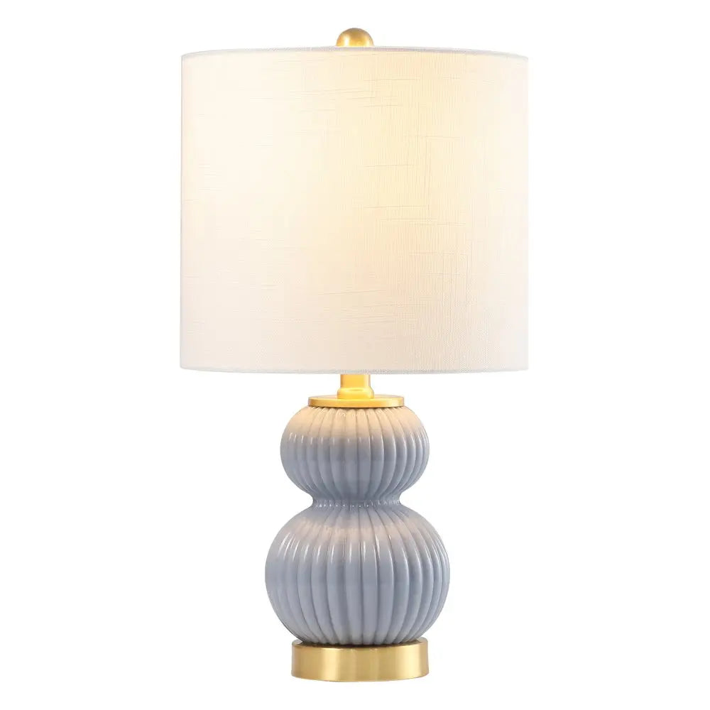 20" Gold Gourd Table Lamp LED With Drum Shade HomeRoots
