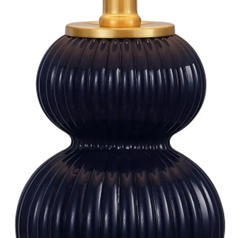 20" Gold Gourd Table Lamp LED With Drum Shade HomeRoots