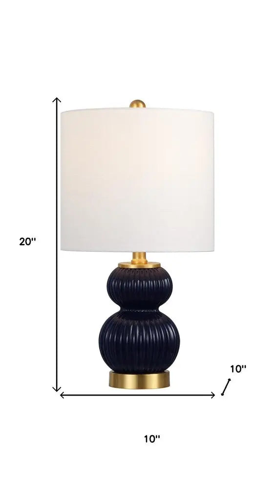20" Gold Gourd Table Lamp LED With Drum Shade HomeRoots
