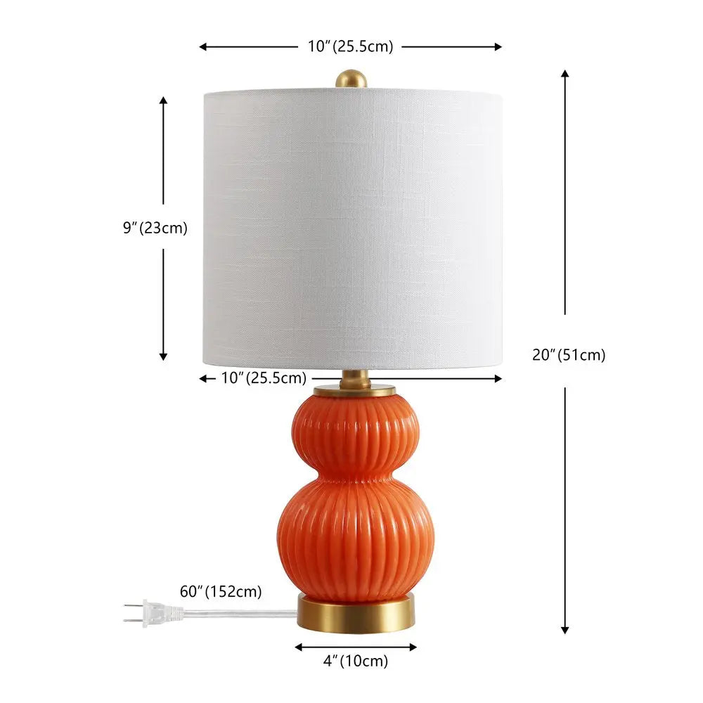 20" Gold Gourd Table Lamp LED With Drum Shade HomeRoots