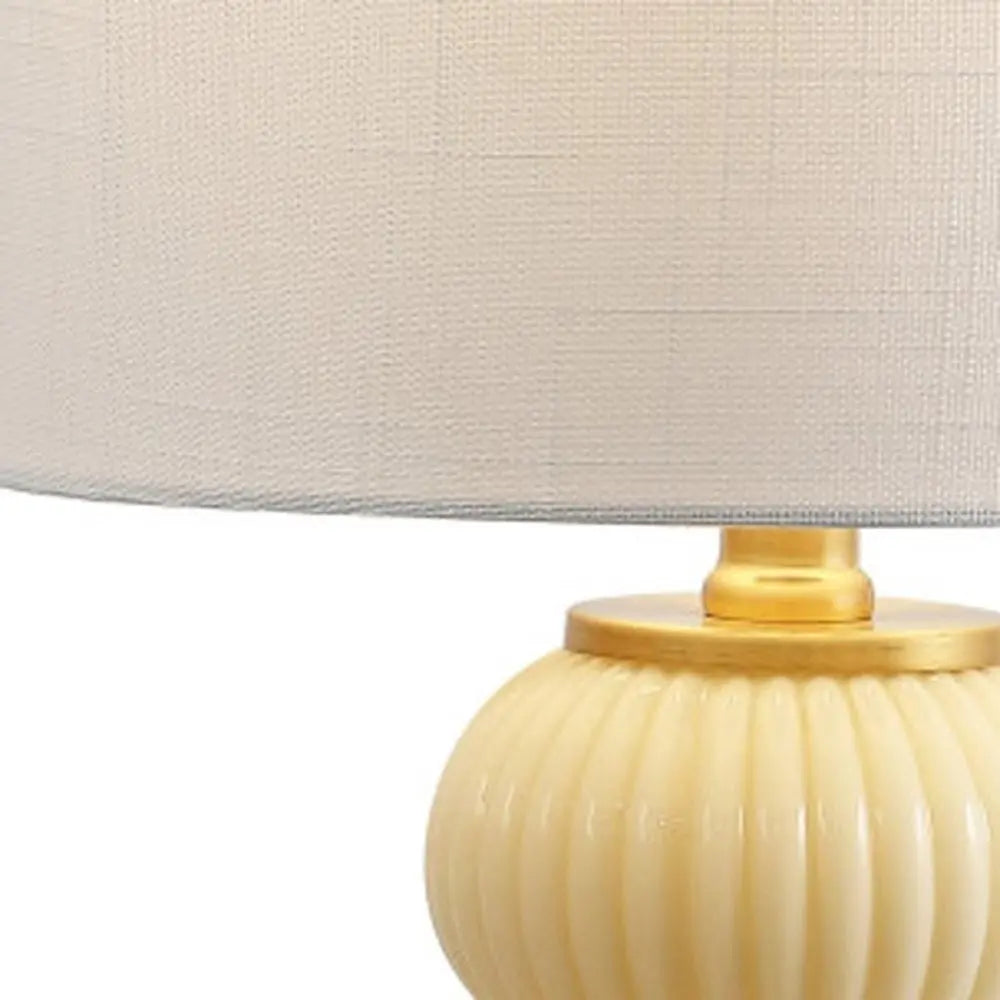 20" Gold Gourd Table Lamp LED With Drum Shade HomeRoots