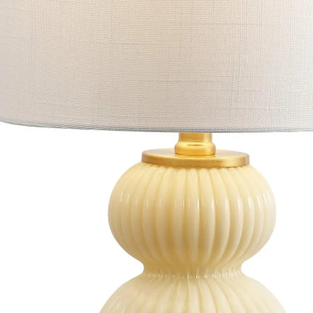 20" Gold Gourd Table Lamp LED With Drum Shade HomeRoots