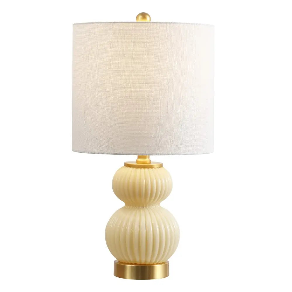 20" Gold Gourd Table Lamp LED With Drum Shade HomeRoots