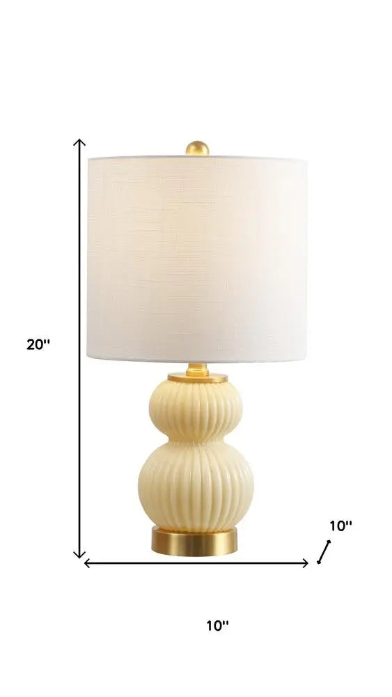 20" Gold Gourd Table Lamp LED With Drum Shade HomeRoots