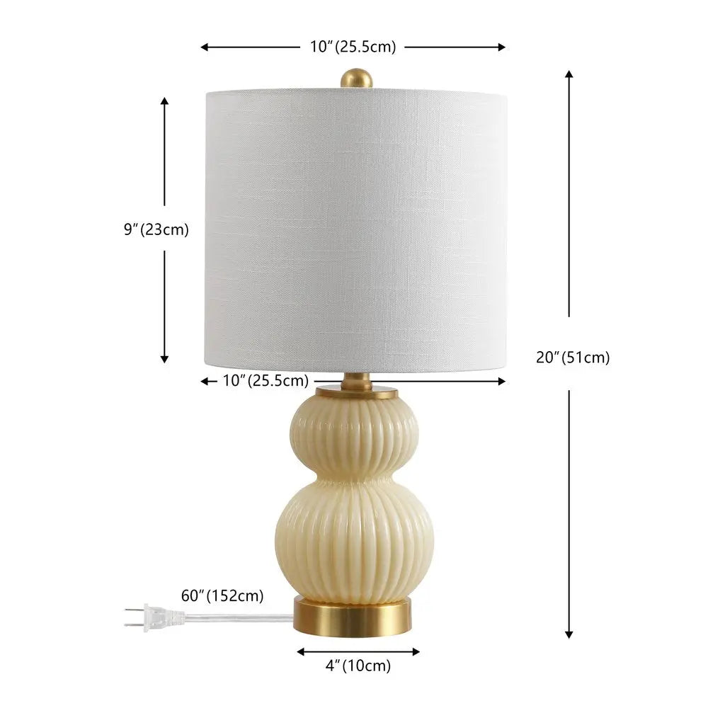 20" Gold Gourd Table Lamp LED With Drum Shade HomeRoots